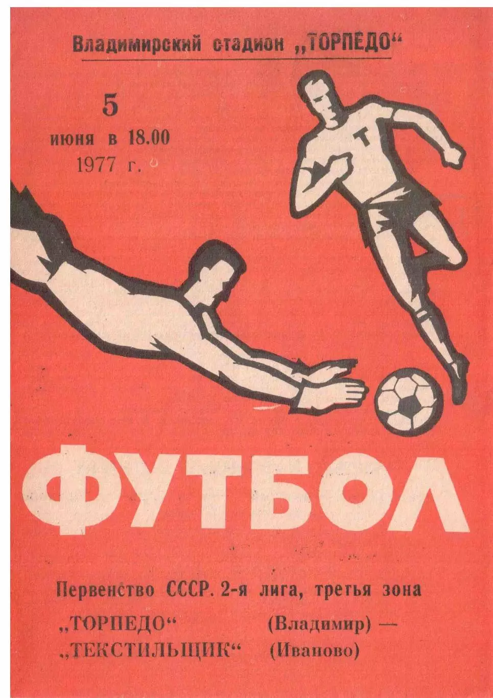 Торпедо Владимир - Текстильщик Иваново 05.06.1977