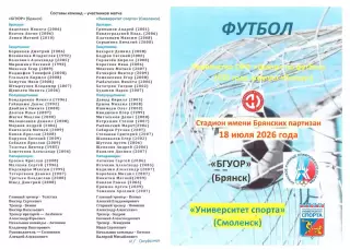БГУОР (Брянск) - Университет спорта (Смоленск) 18.07.2026