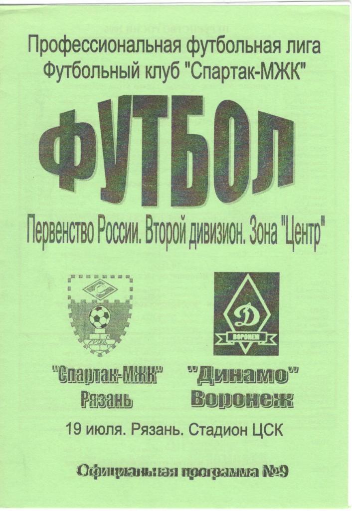 Спартак-МЖК Рязань - Динамо Воронеж 19.07.2006