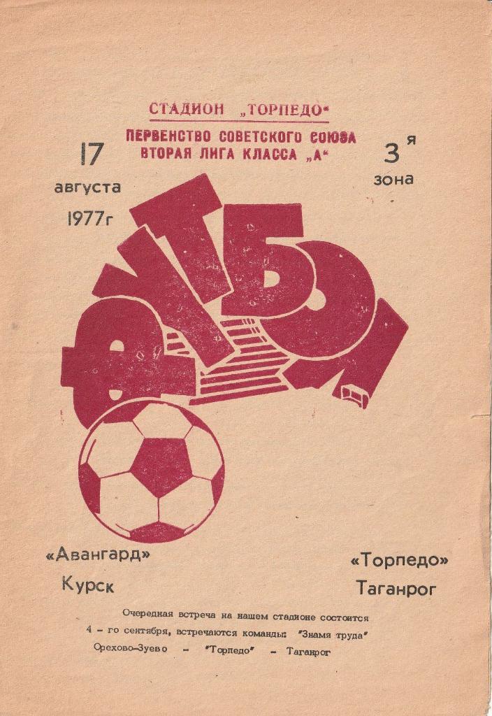 Торпедо Таганрог - Авангард Курск 17.08.1977