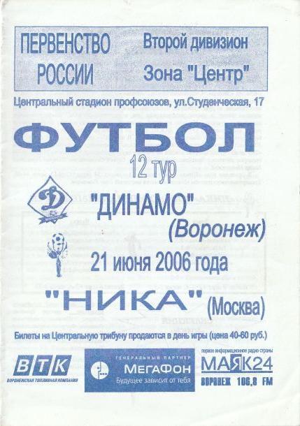 Динамо Воронеж - Ника Москва 21.06.2006