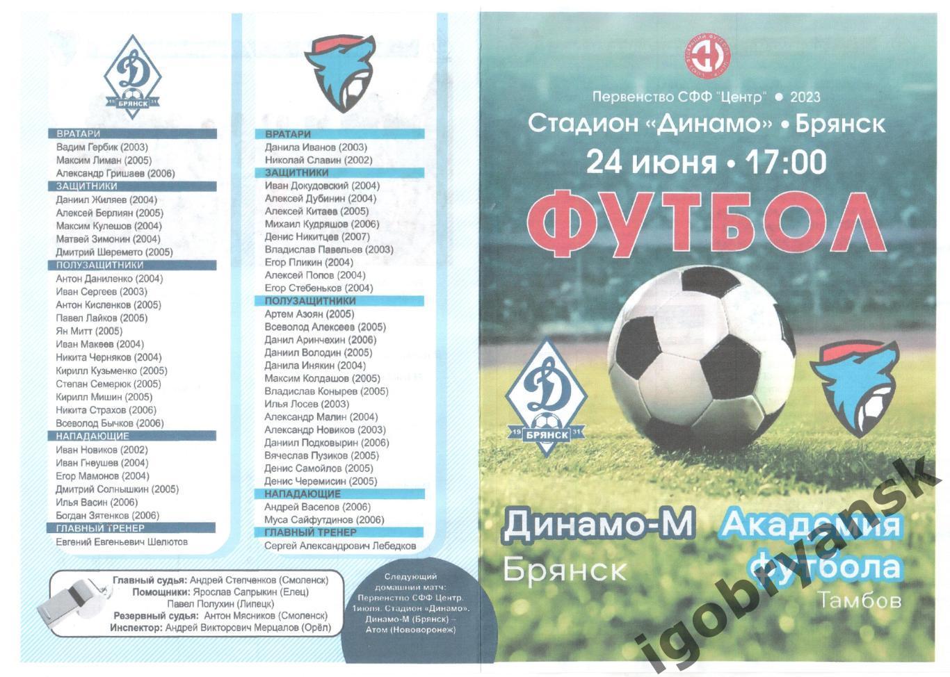 Динамо-М (Брянск) - Академия футбола (Тамбов) 24.06.2023