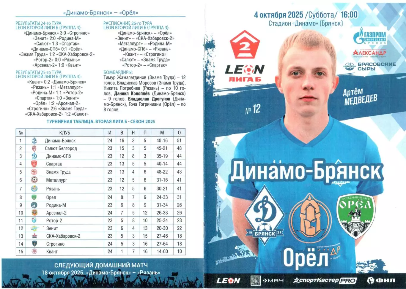 Динамо-Брянск (Брянск) - ФК Орел (Орел) 04.10.2025