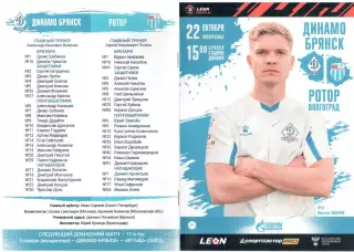 Динамо-Брянск (Брянск) - Ротор (Волгоград) 22.10.2023