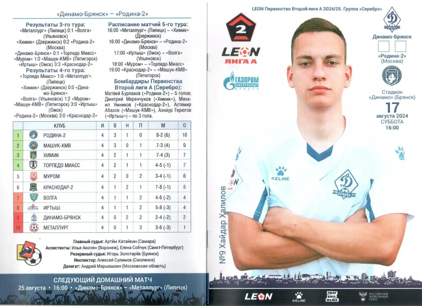 Динамо-Брянск (Брянск) - Родина-2 (Москва) 17.08.2024