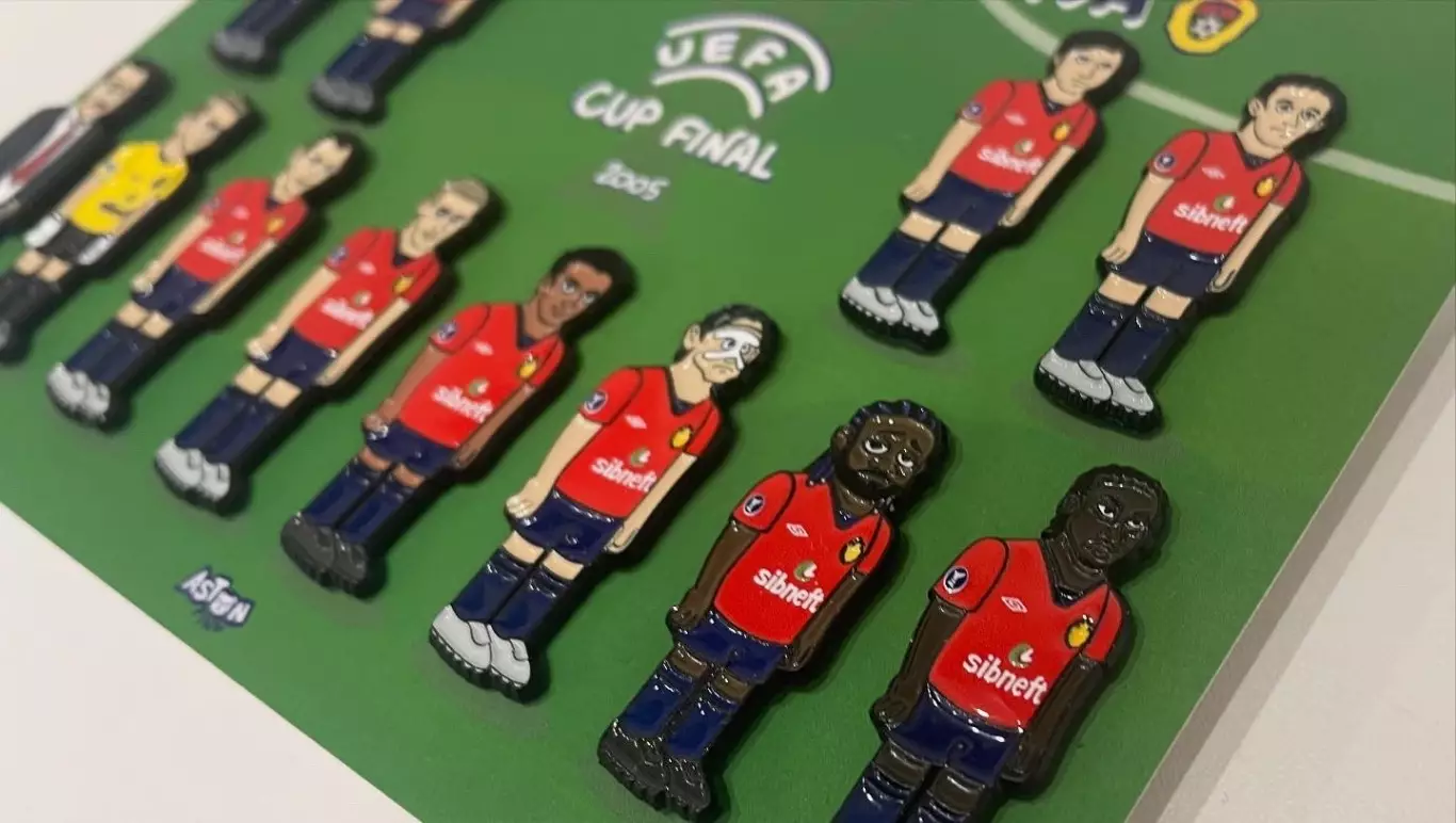 Набор значков ПФК ЦСКА посвященный финальной встрече в Кубке УЕФА 2005 2