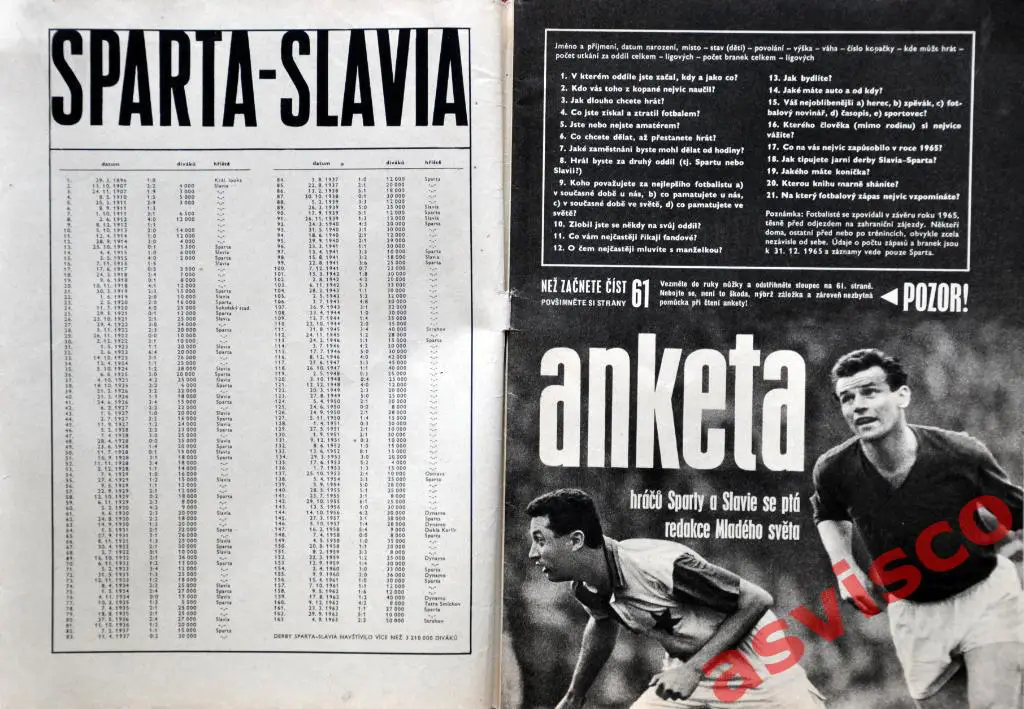 Спарта против Славии, великое противостояние, специальный выпуск, 1966 год. 1