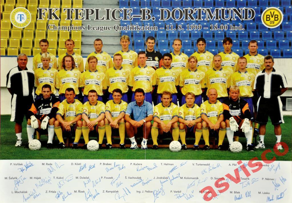 Плакат ФК Теплице Чехия - Участник Квалификации Лиги Чемпионов 1999/2000 года.
