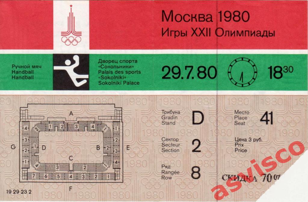 Ручной мяч. Москва-80. XXII Летние Олимпийские Игры. 28 июля 1980 года (II).
