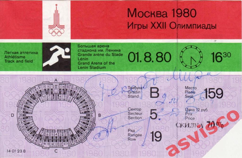 Легкая атлетика. Москва-80. XXII Летние Олимпийские Игры. 01 августа 1980 года.