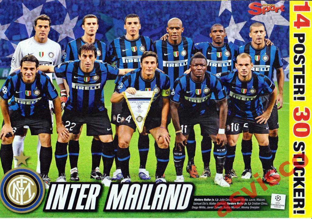 Постер ФК Интер (Италия) и ФК Вольфсбург (Германия) - Участники ЛЧ-2009/10.