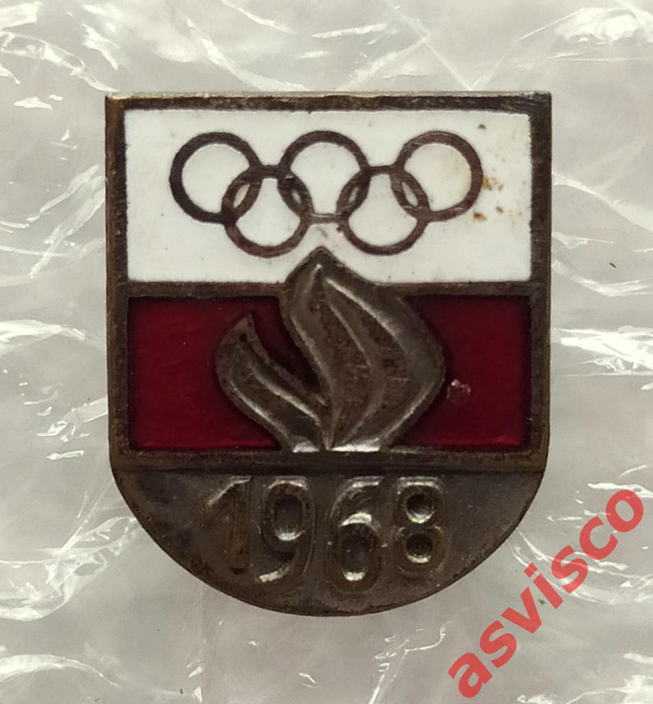 Значок НОК Польши на Олимпийских Играх 1968 года. 3