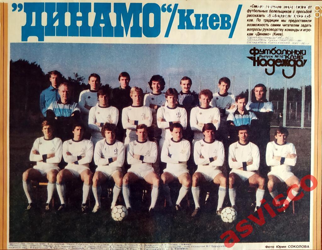 Футбол 80-х - ФК ДИНАМО из Киева, Украинская ССР. 1985-86 год.