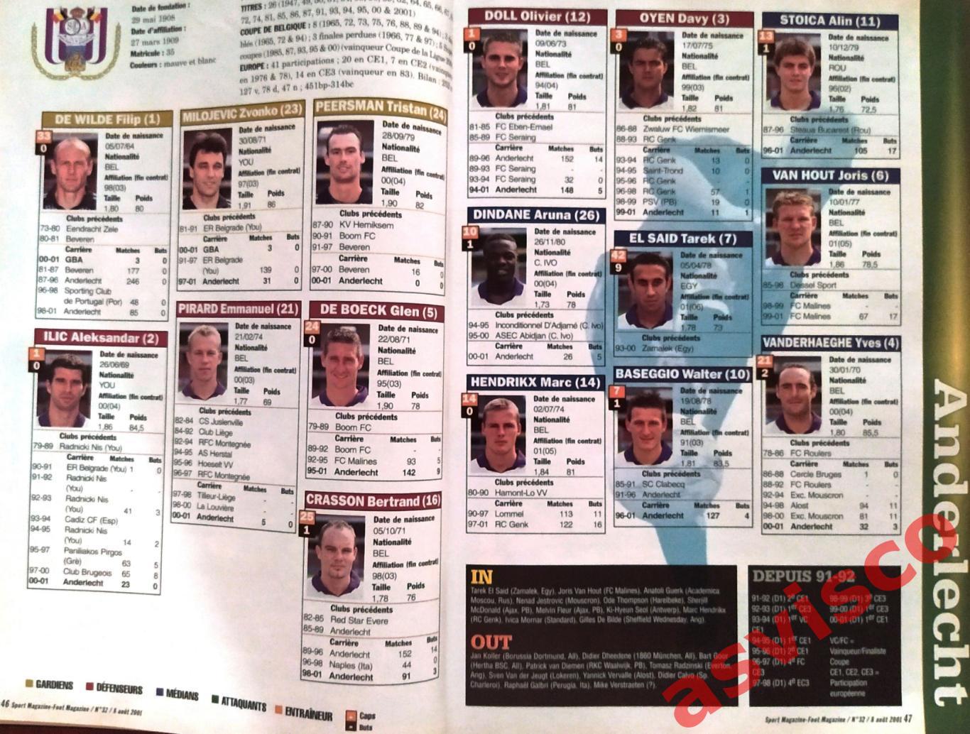 Чемпионат Бельгии по футболу. Сезон 2001-02 годов. Представление команд. 3