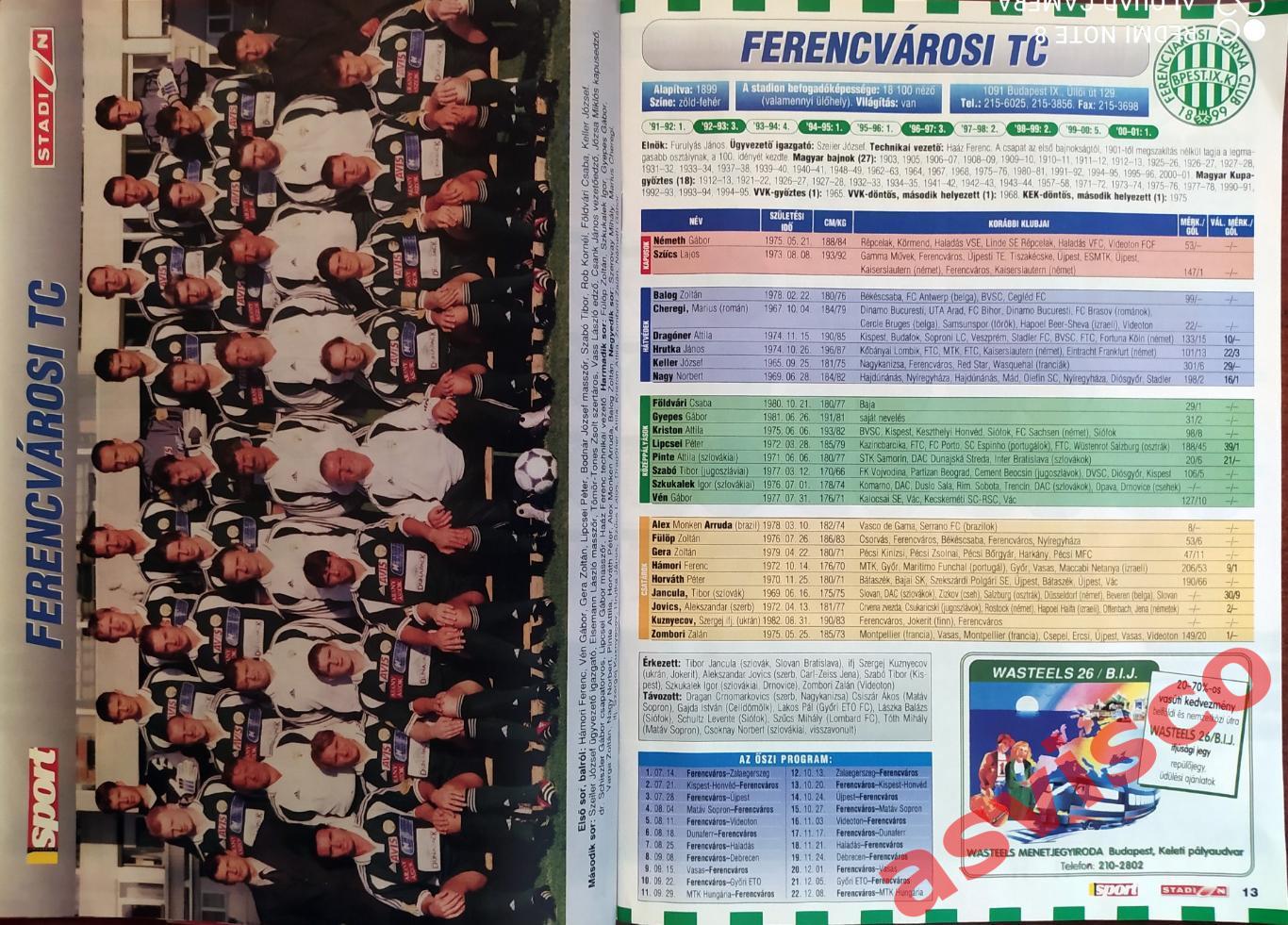 Чемпионат Венгрии по футболу. Сезон 2001-2002 годов. Представление команд. 4