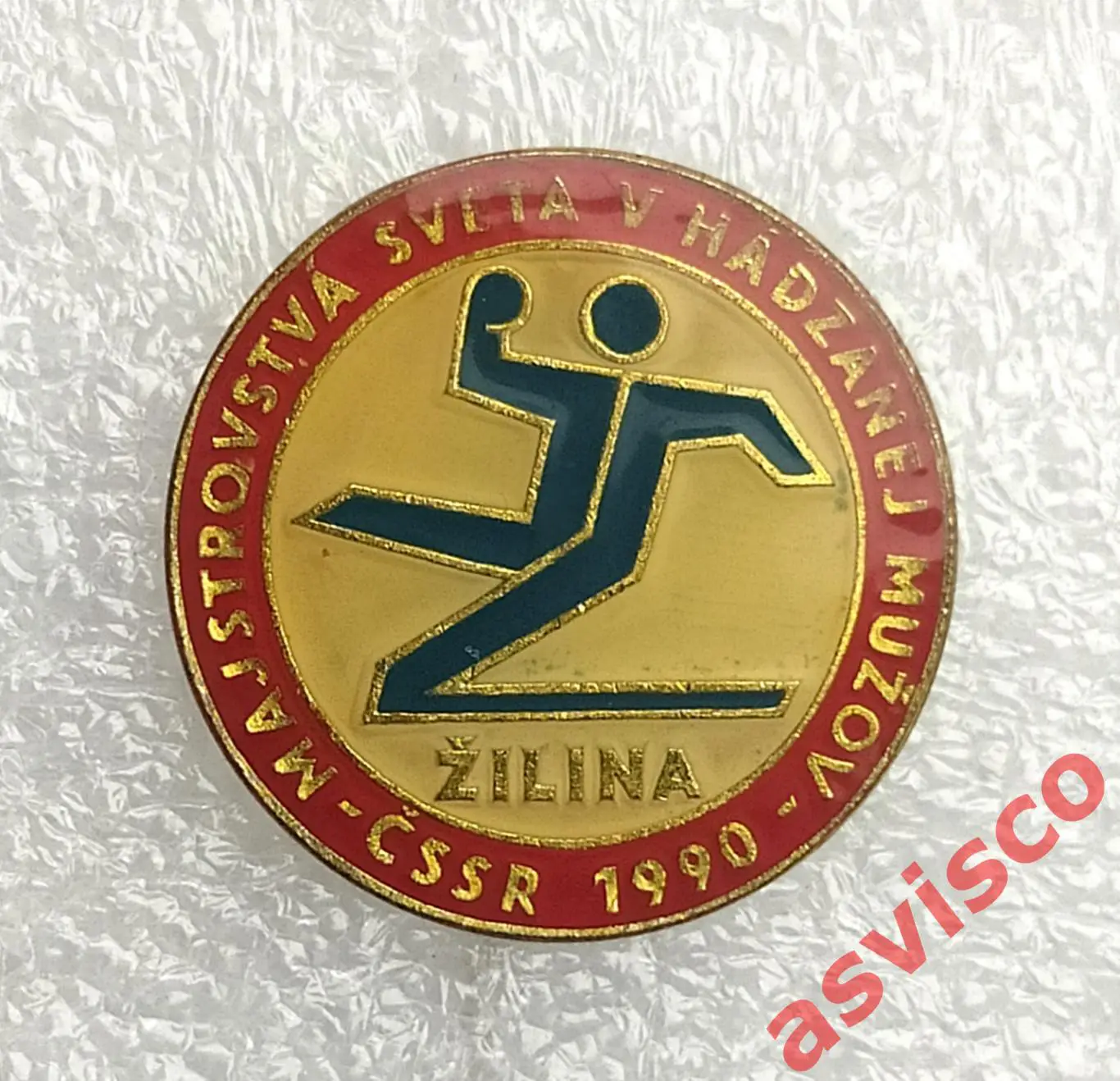Значок Чемпионат Мира по гандболу среди мужских команд. Чехословакия, 1990 год.