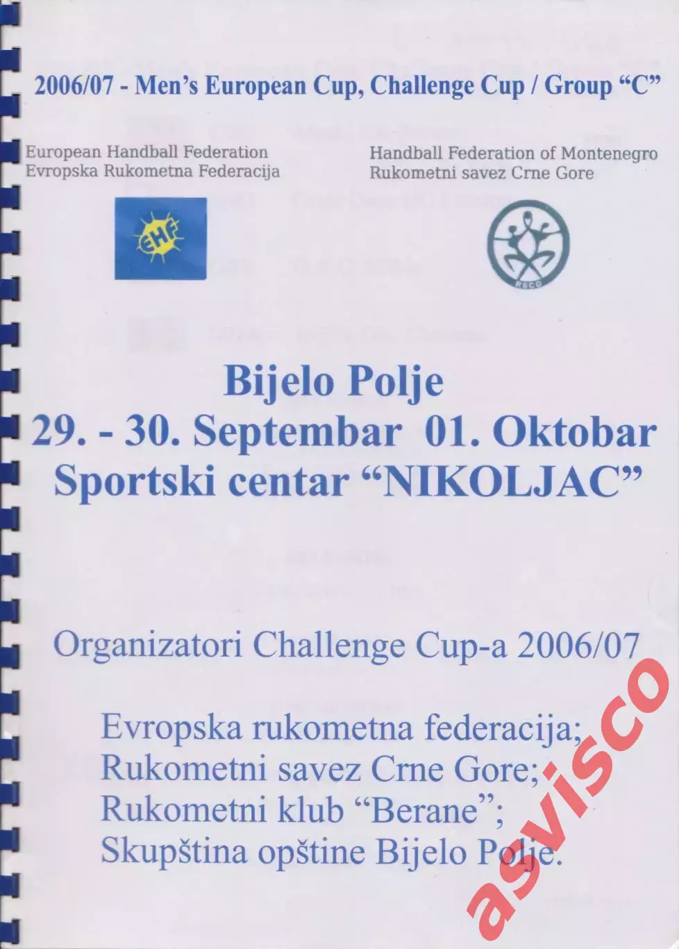 Гандбол. «Челлендж Кап / Группа С». Мужские команды. Черногория, 2006 год.