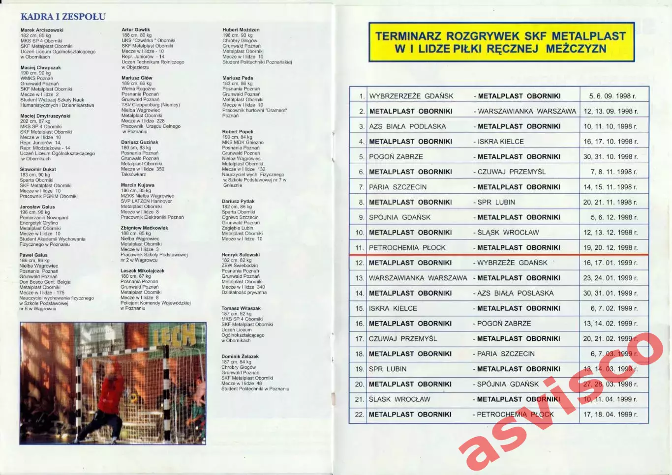 Гандбол. SKF METALPLAST OBORNIKI. Чемпионат Польши. Сезон 1998/99. 3