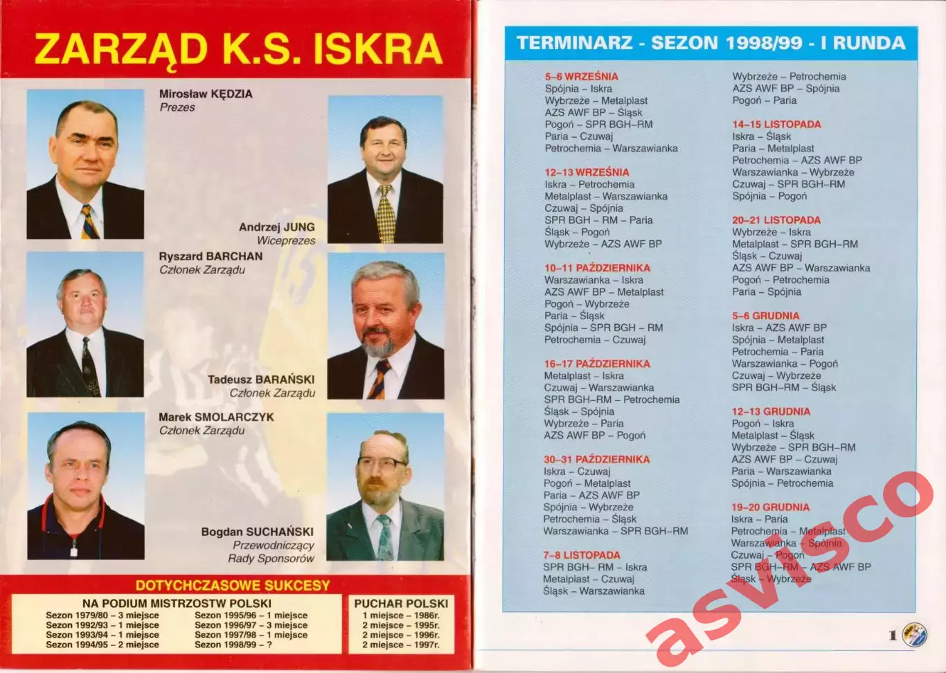 Гандбол. KS ISKRA KIELCE. Чемпионат Польши. Сезон 1998/99. 2