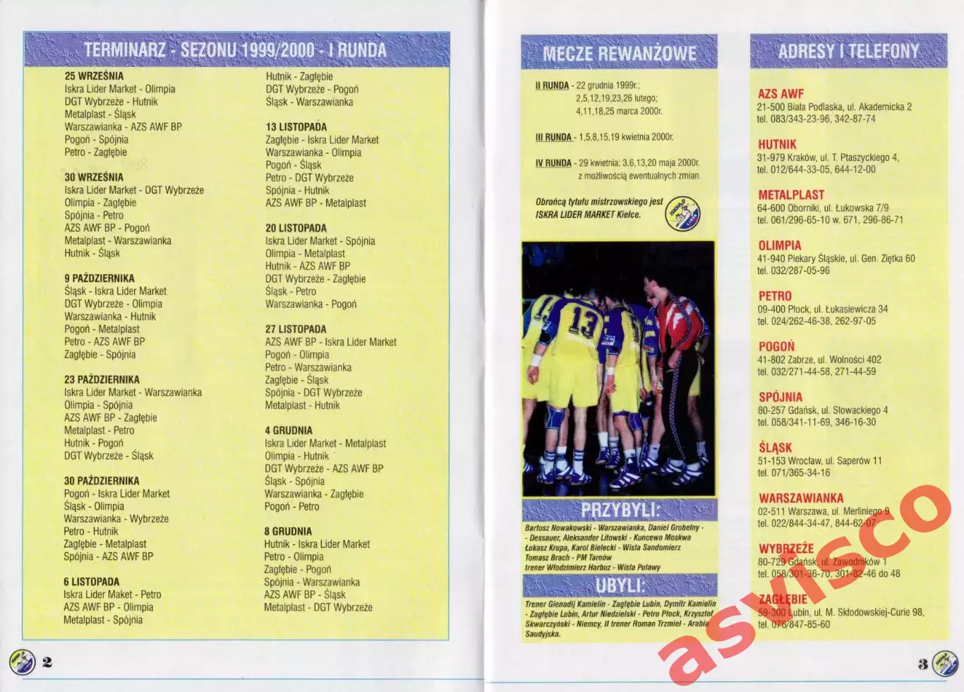 Гандбол. KS ISKRA KIELCE. Чемпионат Польши. Сезон 1999/2000. 3