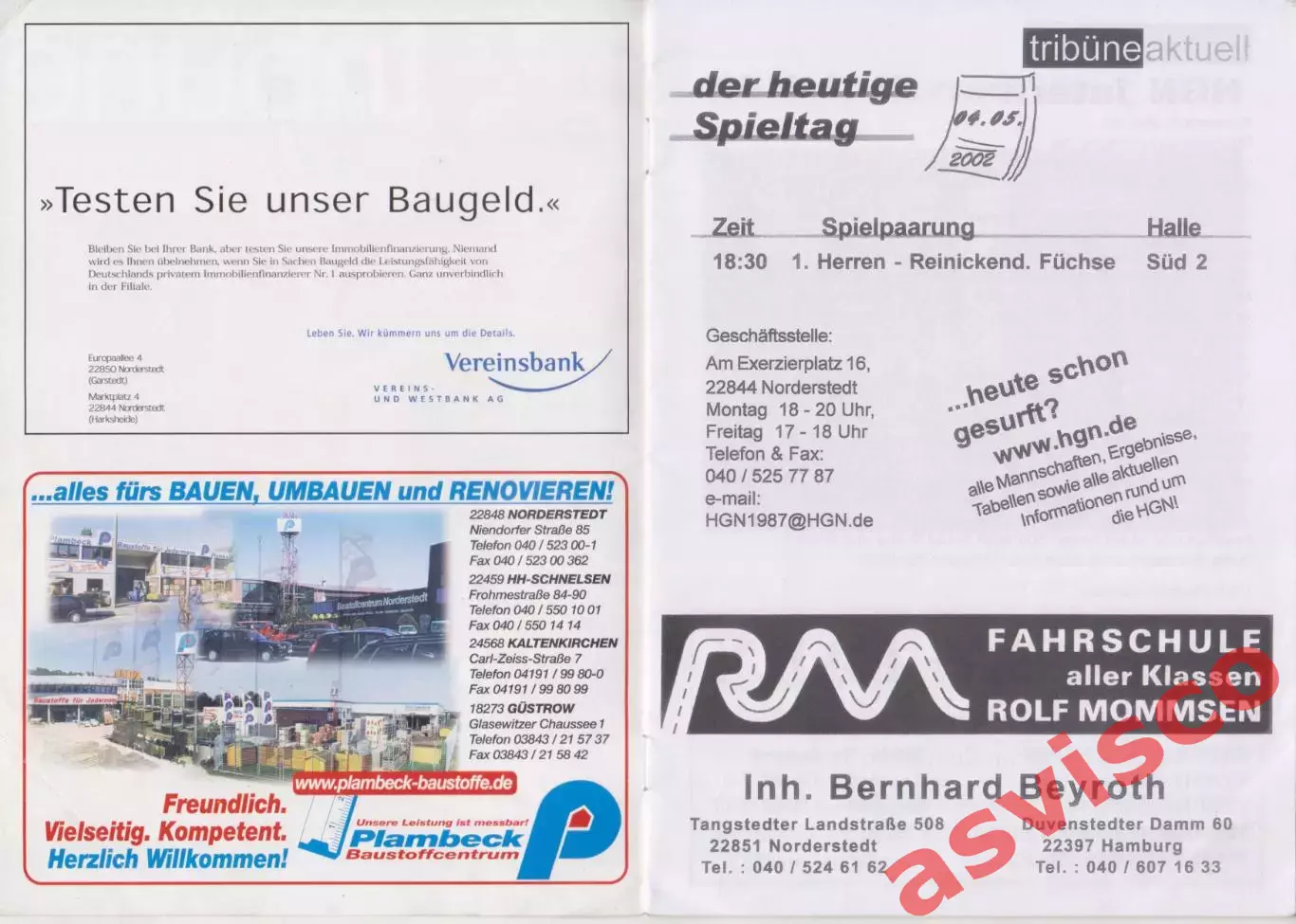 Гандбол. HG NORDERSTEDT - REINICKENDORFER FUCHSE. Германия, 2002 год 1