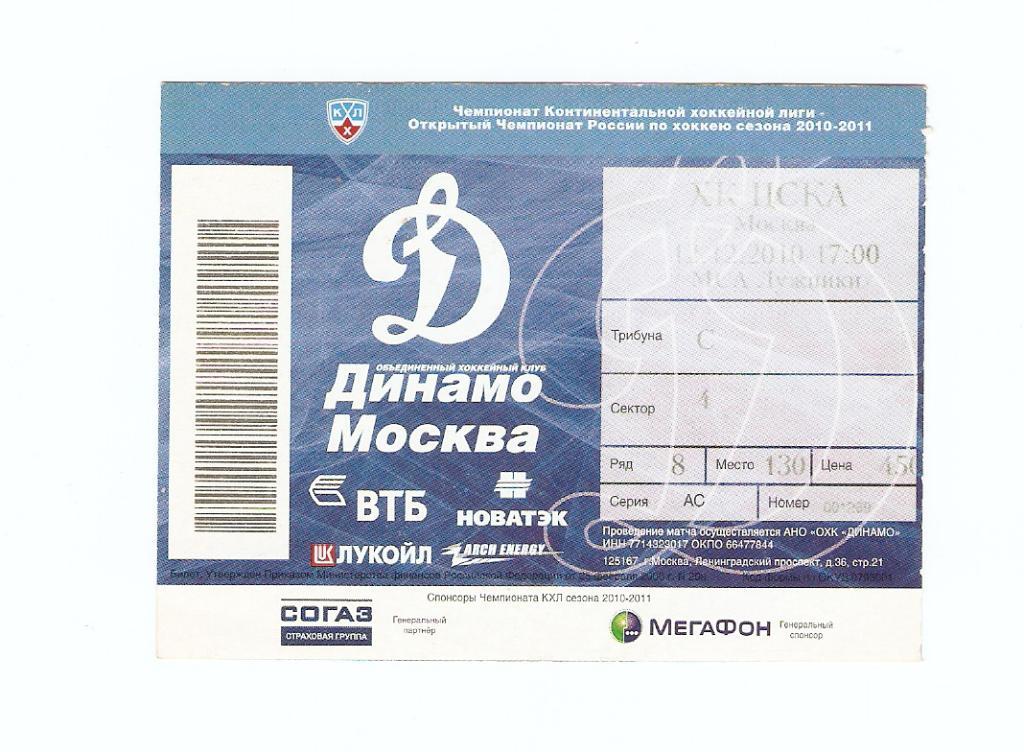 Динамо (М) -ЦСКА12.12.2010