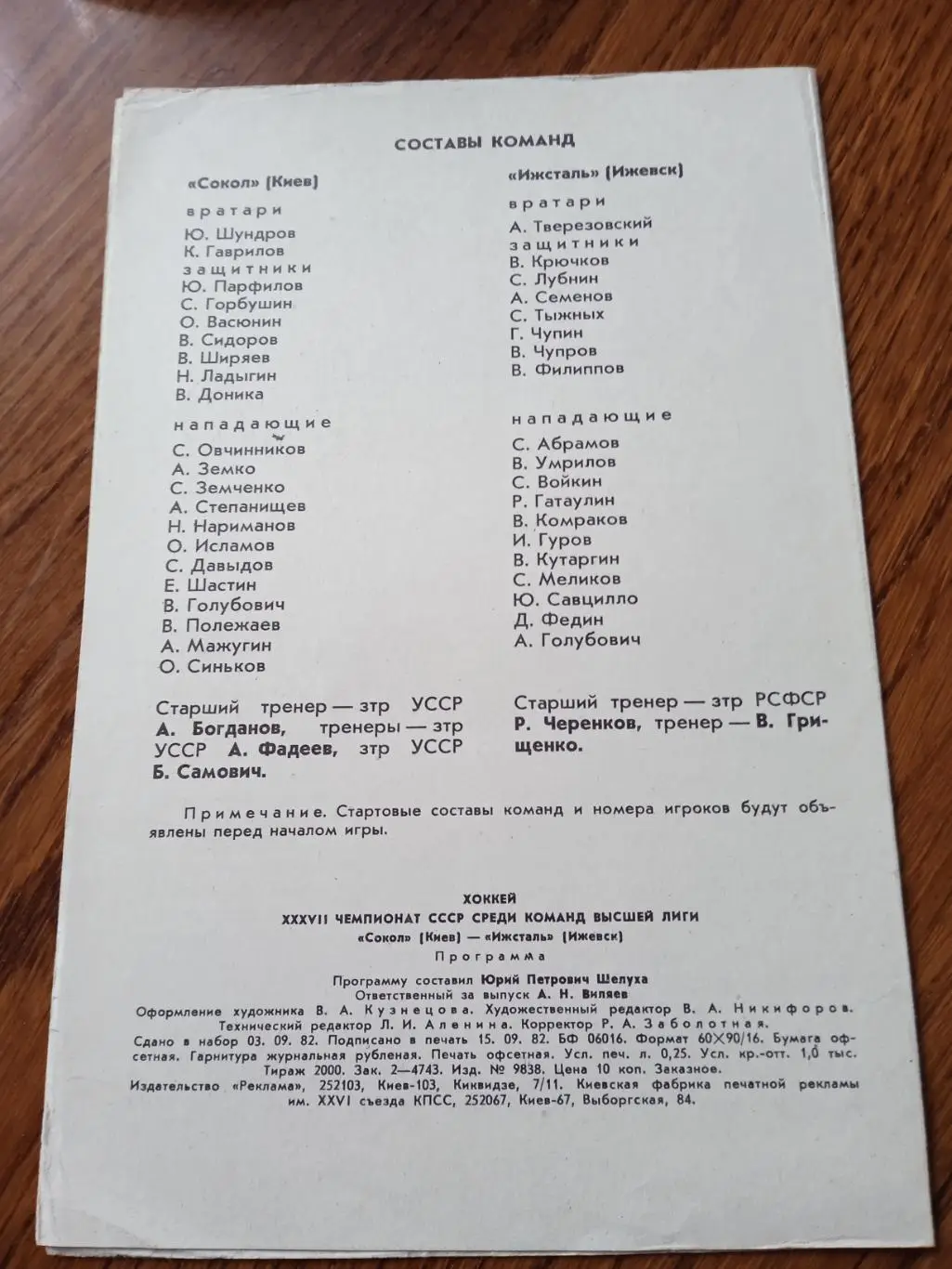 Сокол Киев - Ижсталь Ижевск 27.09.1982 1
