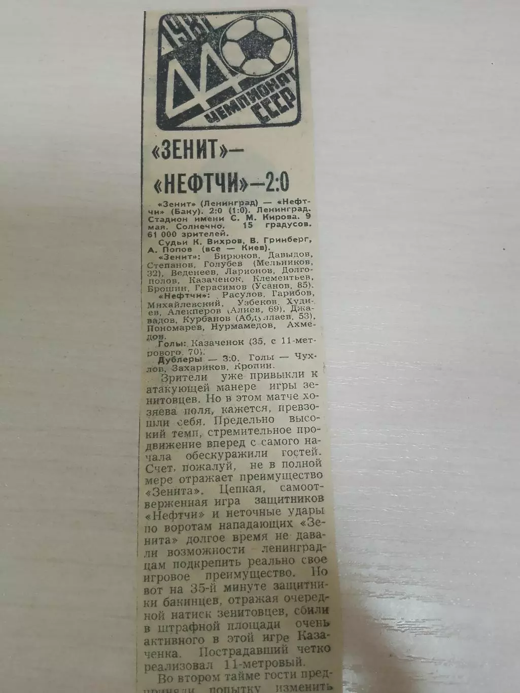 Зенит-Нефтчи 1981