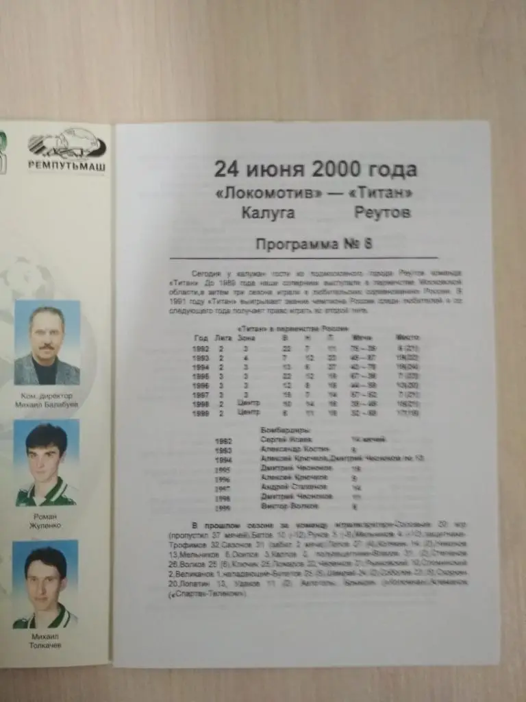 Локомотив Калуга- Титан Реутов 22.06.2000