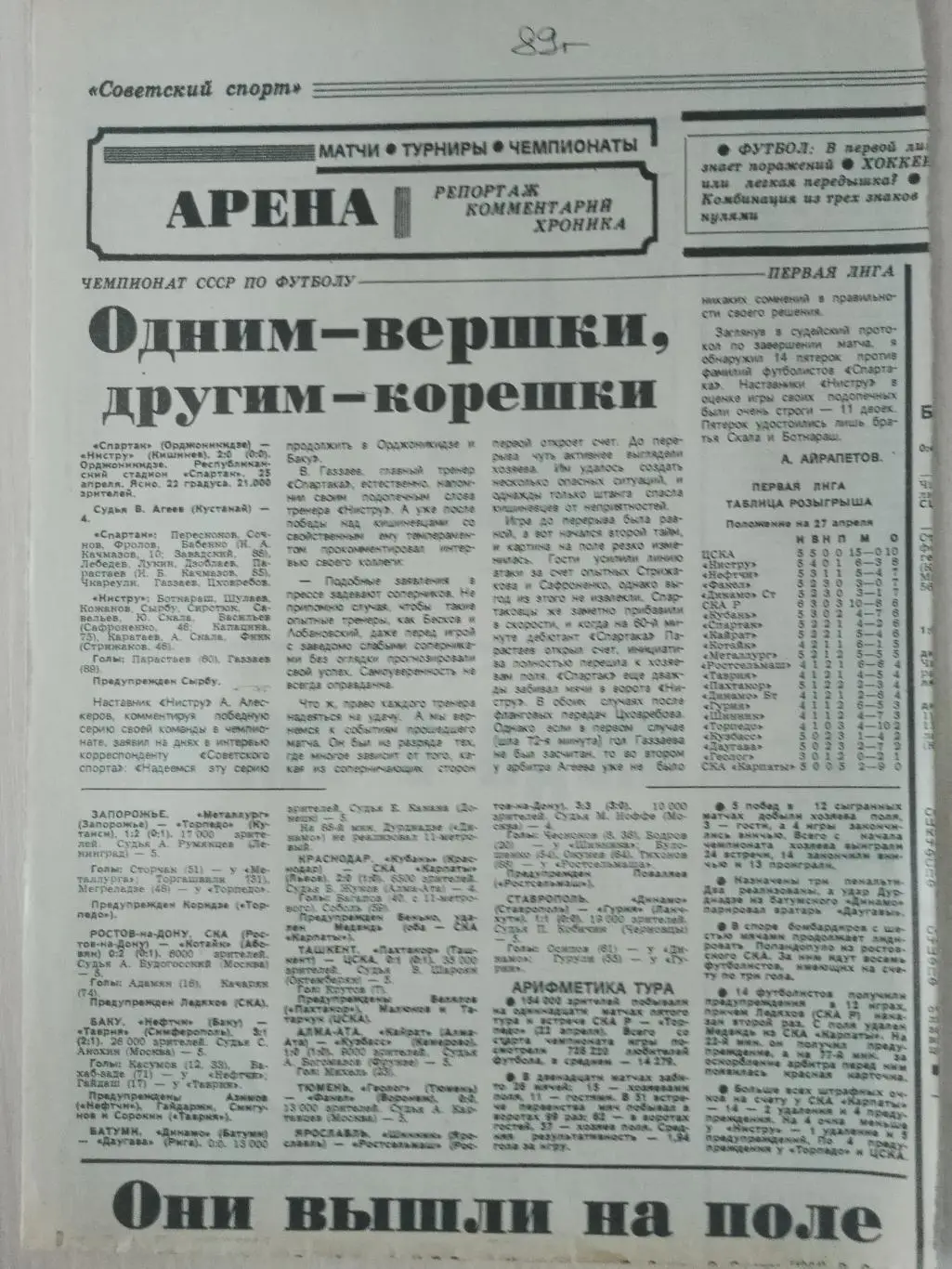Спартак Орджоникидзе-Нистру 1989
