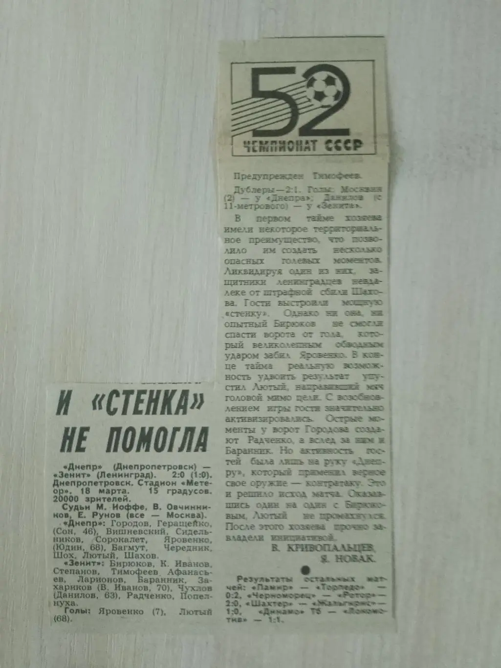 Днепр-Зенит 1989