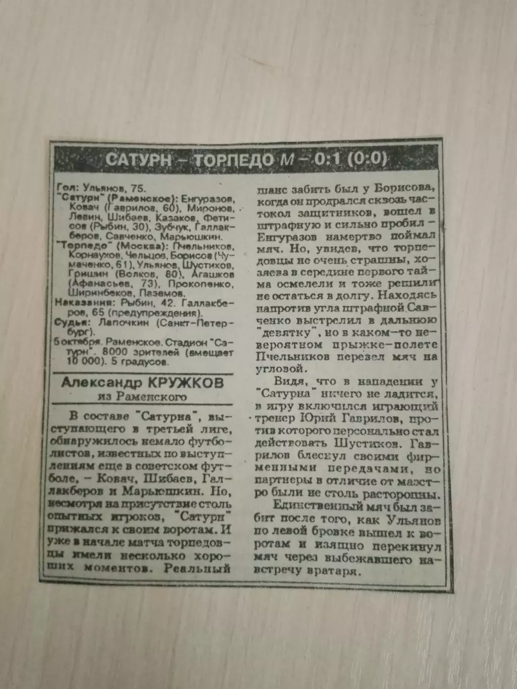 Сатурн-Торпедо Москва 1994