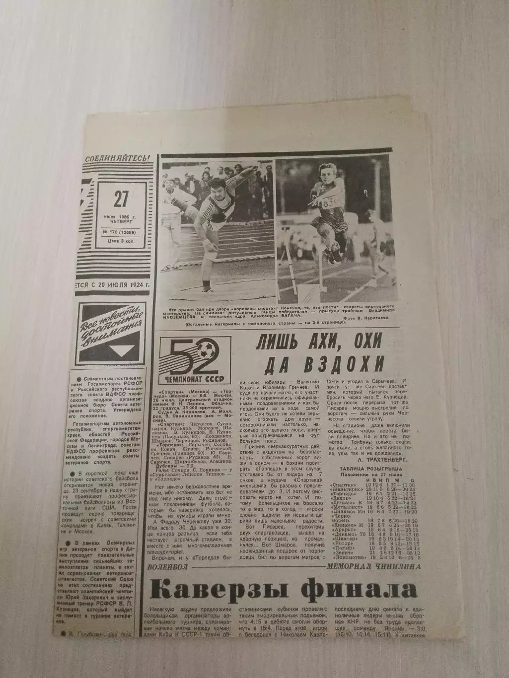 Советский спорт 17027 июля 1989