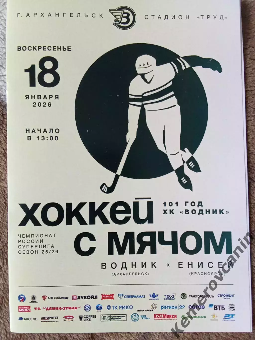Водник Архангельск - Енисей Красноярск 18.01.2026 Суперлига 101 год Водник