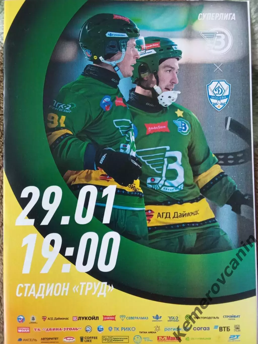 Водник Архангельск - Динамо Москва 29.01.2026 Суперлига сезон 2025/2026 Россия