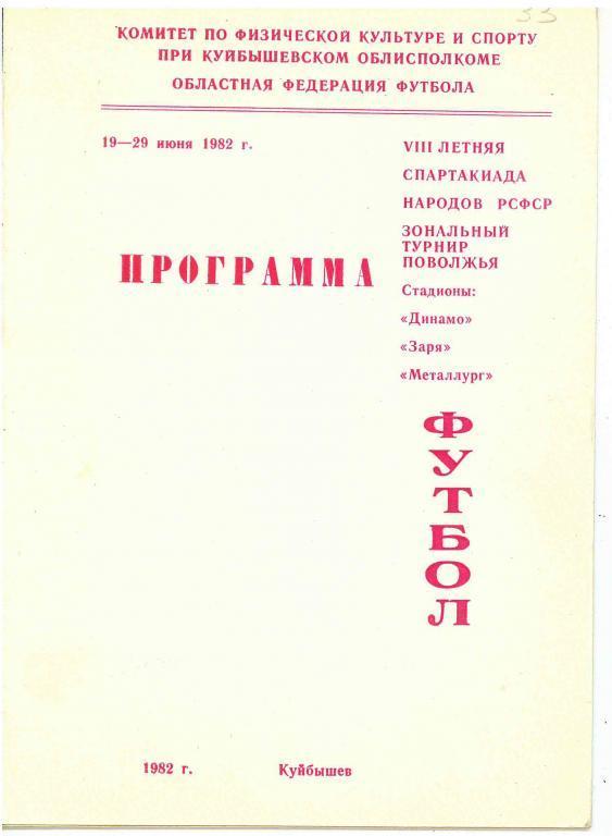 VIII летняя спартакиада народов РСФСР, зона Поволжье, 1982 год