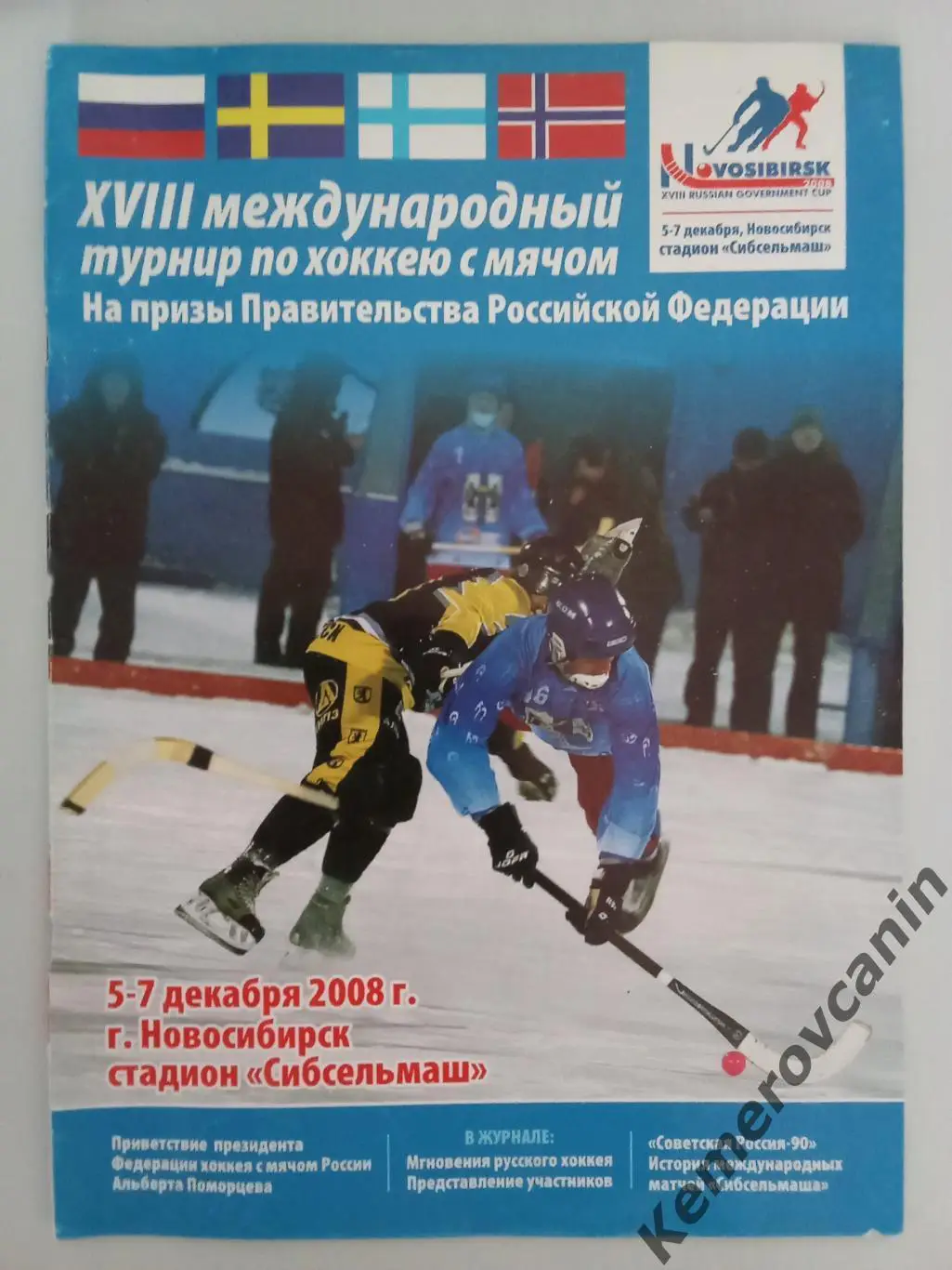 Хоккей с мячом Турнир Правительства РФ 5-7.12.2008 Новосибирск Россия Швеция Фин