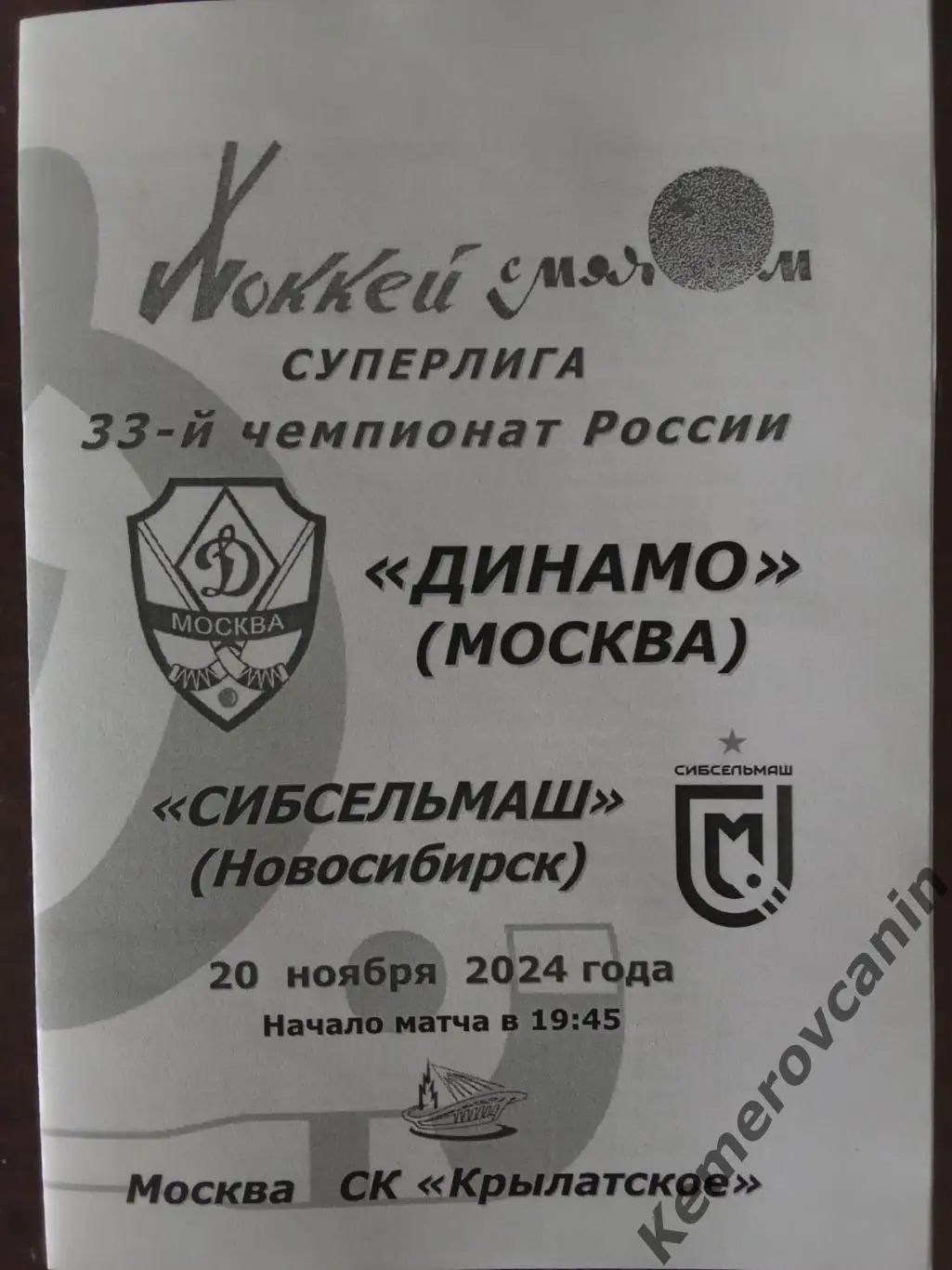 Динамо Москва - Сибсельмаш Новосибирск 20.11.2024 Суперлига Россия сезон 2024/25