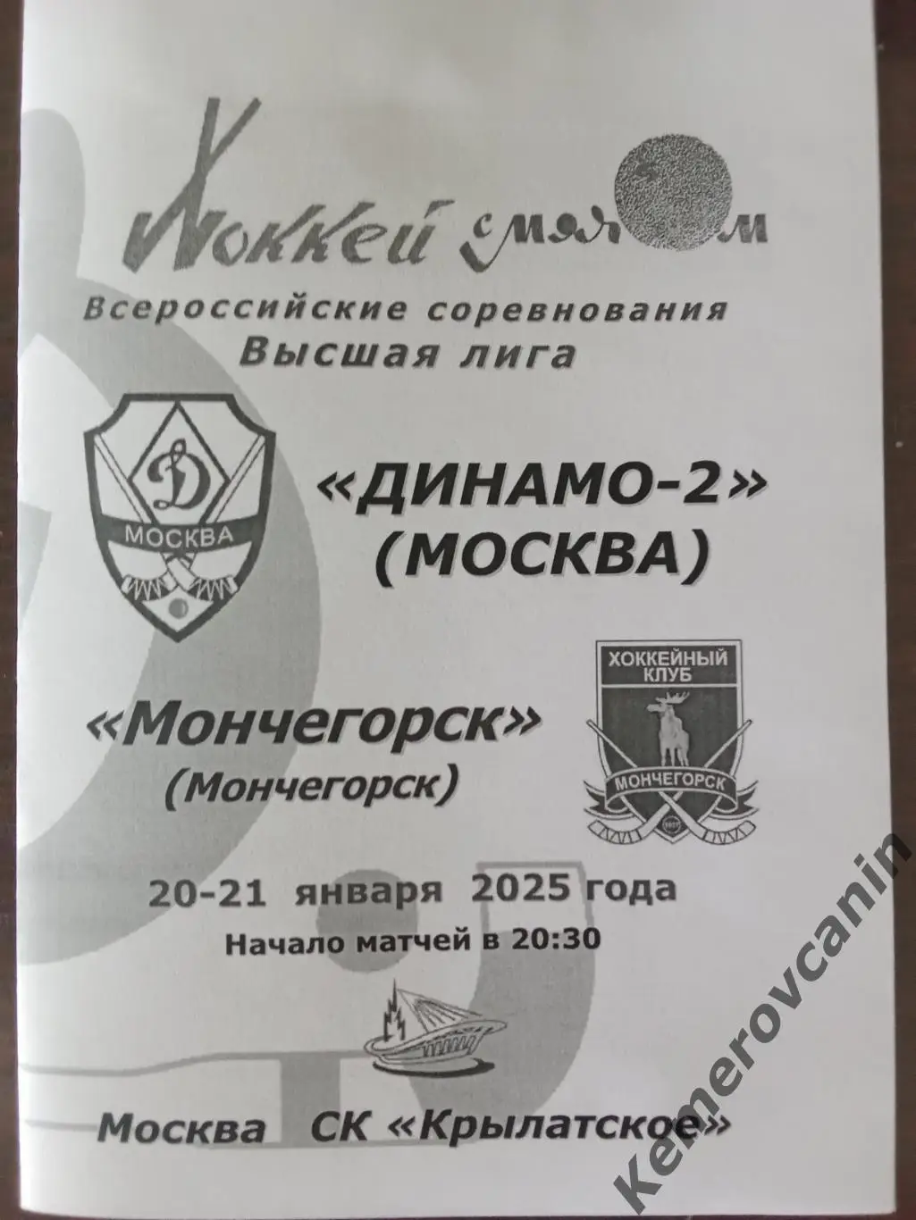 Динамо-2 Москва - Мончегорск Мончегорск 20-21.01.2025 высшая лига 2024/2025