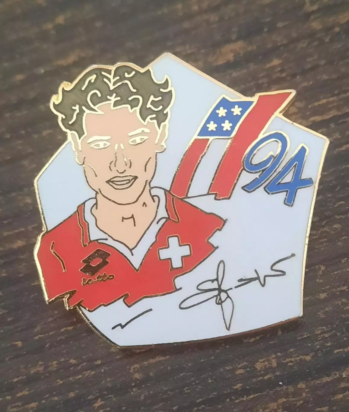 Знак футбол Чемпионат мира США 1994 Швейцария игрок 1 номерной