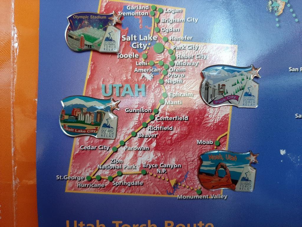 Значки Олимпиада 14 шт. Эстафета олимпийского огня Солт-Лейк 2002 в буклете 2