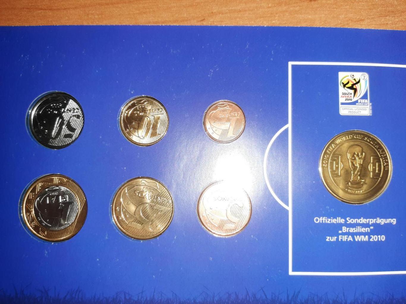 Набор Монета Бразилия + жетон ЧМ 2010 2