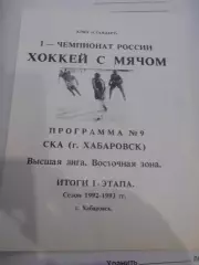 СКА Хабаровск - 1992-1993 итоги первого этапа