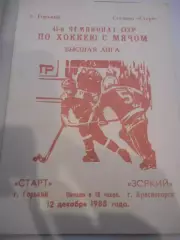 Старт Горький - Зоркий Красногорск - 12 декабря 1988г