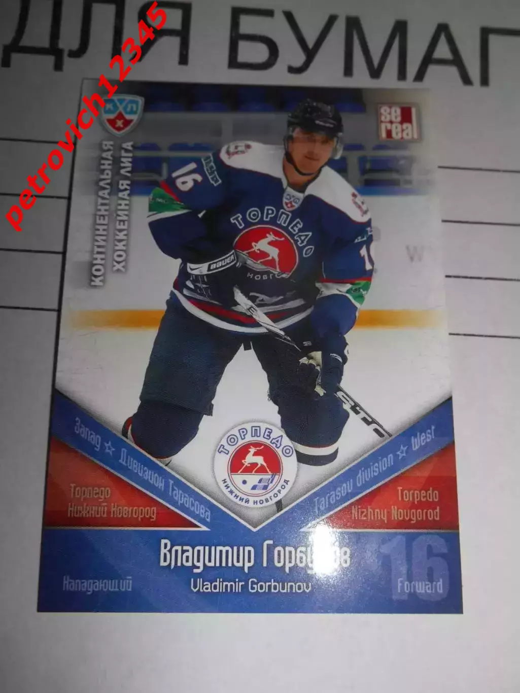 хоккей.карточка - ТОP013 - Vladimir Gorbunov - Torpedo Nizhny Novgorod