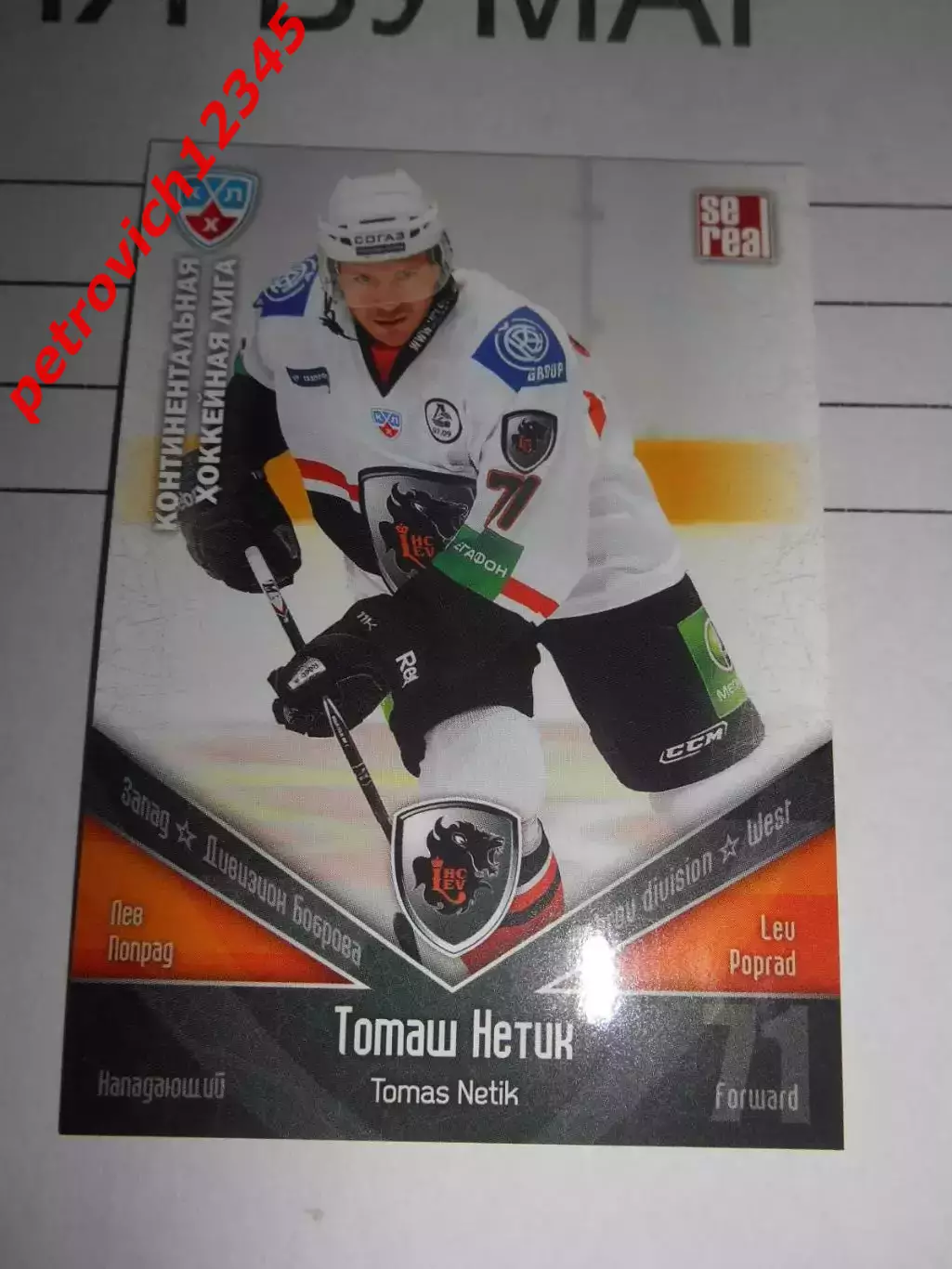 хоккей.карточка - ЛЕВ019 - Tomas Netik - Lev Poprad