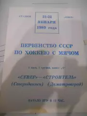 Север Северодвинск - Строитель Димитровград - 21 - 22 января 1989г