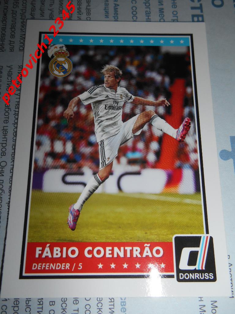 футбол.карточка PANINI Donruss Soccer 2015. Fabio Coentrao.Real Madrid