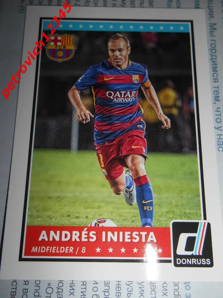 футбол.карточка PANINI Donruss Soccer 2015. Andres Iniesta.FC Barcelona