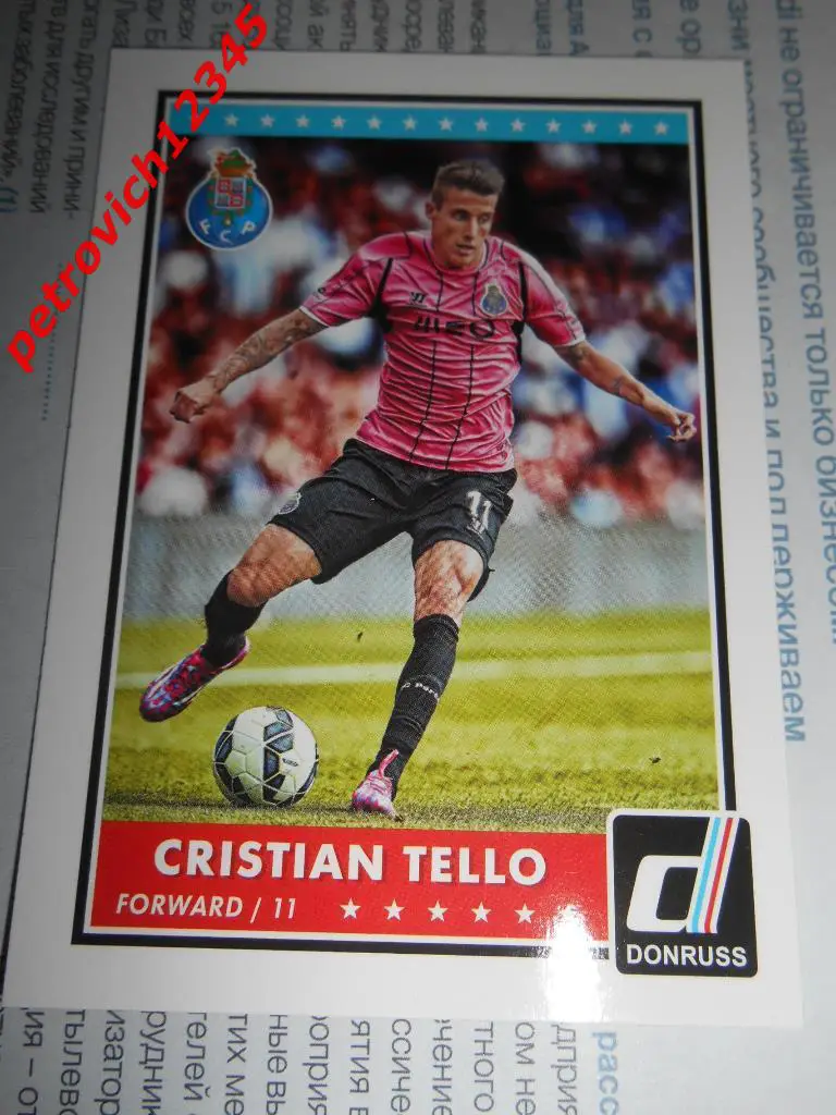 футбол.карточка PANINI Donruss Soccer 2015. Cristian Tello.FC Porto